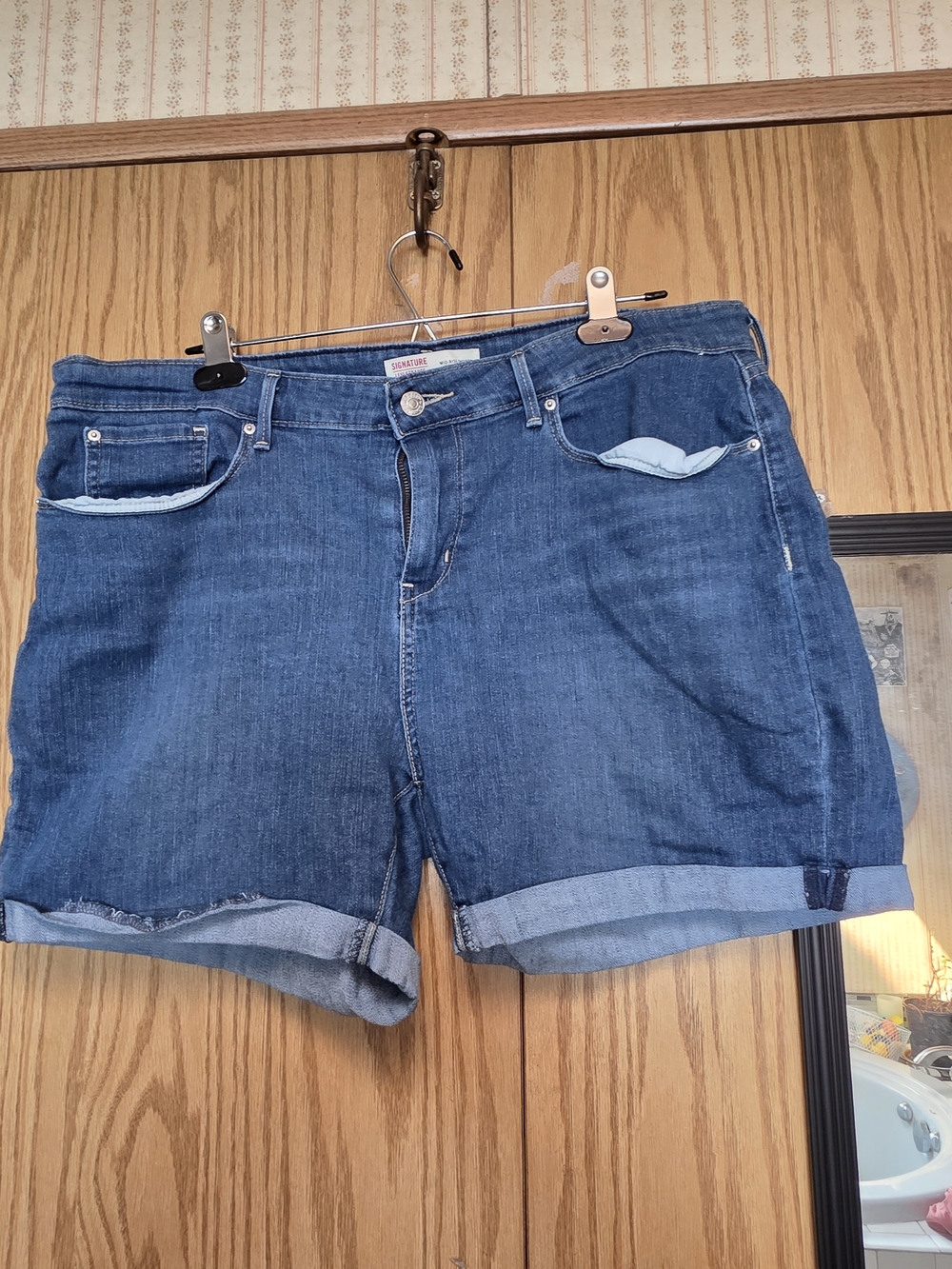 Levi's Dark Blue Rolled-Hem Jean Shorts